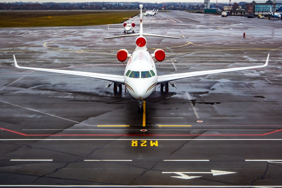 Dassault Falcon Jet on Airport Ramp