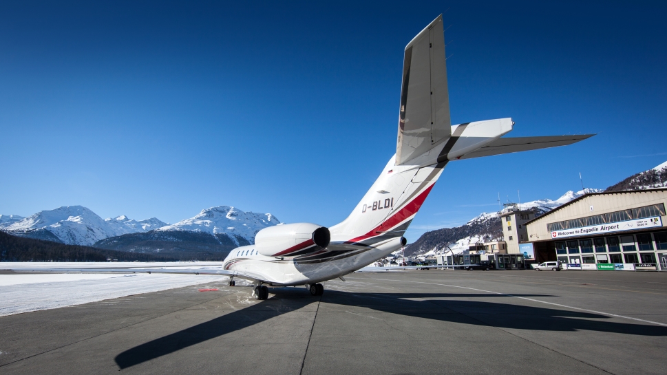 Cessna Citation Private Jet waits for passengers on airport ramp